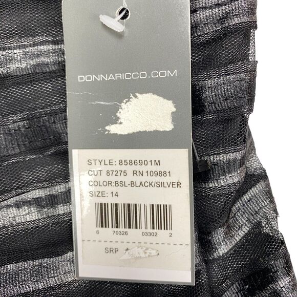 Donna Ricco Shift Dress Womens 14 Gray Lined Striped Midi Sleeveless Back Zip - Picture 11 of 16